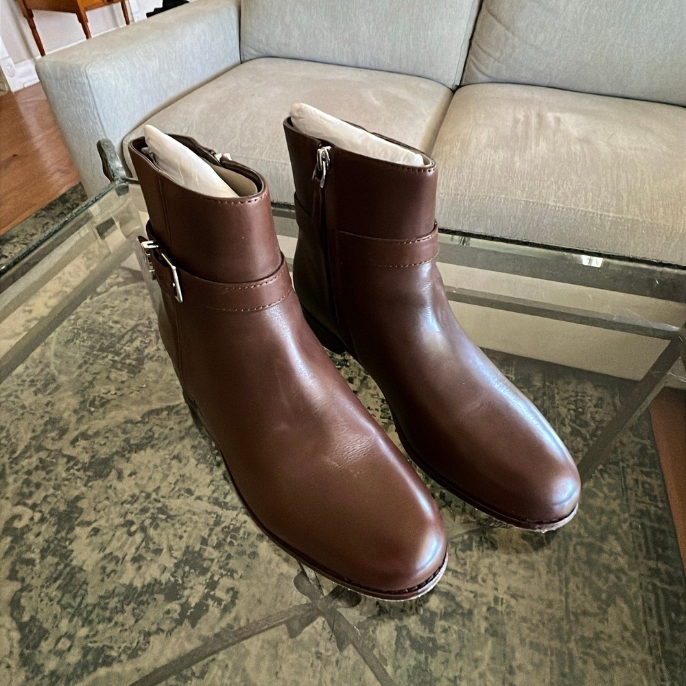 Lauren Ralph Lauren Margo Ankle Boots Women's 8.5B Brown Leather Buckle - Picture 7 of 9